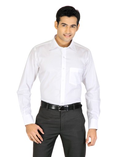 Genesis Men Solid White Shirts