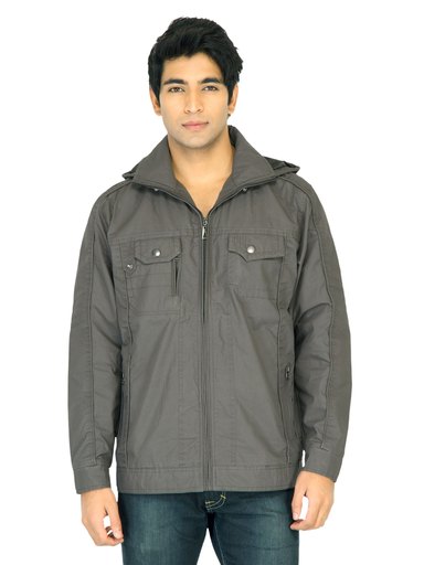 Turtle Solid Men Grey Jacket