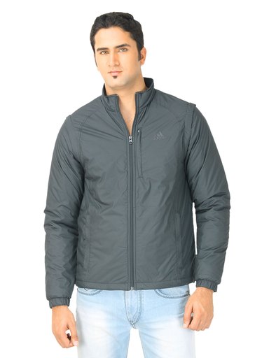 ADIDAS Men Solid Grey Jacket
